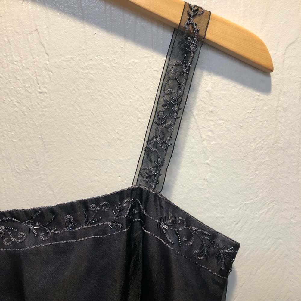 Vintage Y2K Sue Wong Formal Dress Beaded Embroidered Black Empire Waist Fairy - Picture 2 of 11